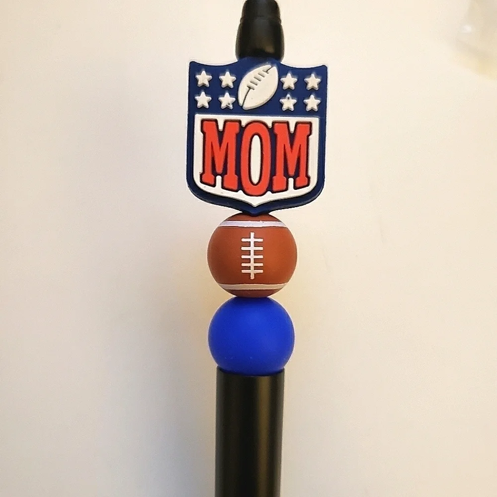 Handmade NFL Mom Football Beaded Silicone Focal Bead Pen